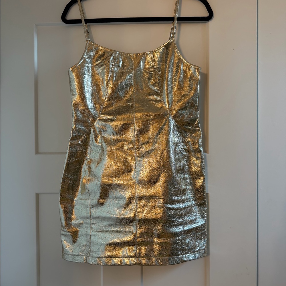 Nasty Gal gold crinkle dress (6)